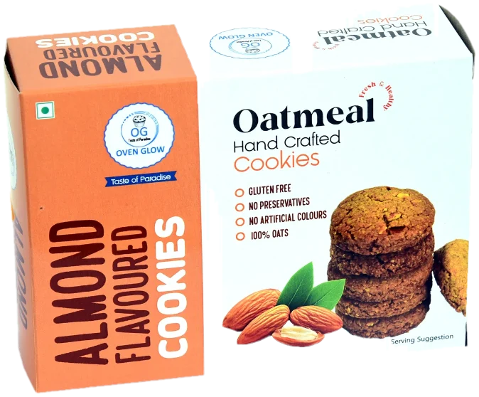 Oven Glow Almond flavoured oatmeal cookies box