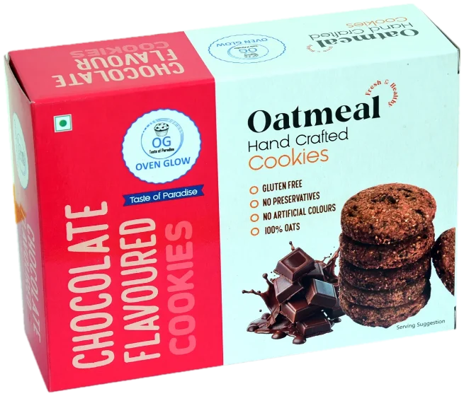 Oven Glow Chocolate flavoured oatmeal cookies box